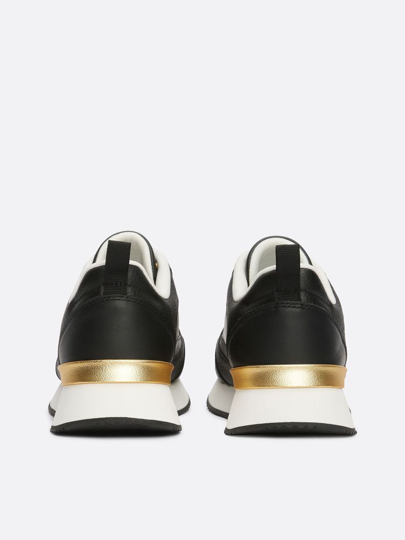 Zapatillas Running De Cuero Negro Tommy Hilfiger-1