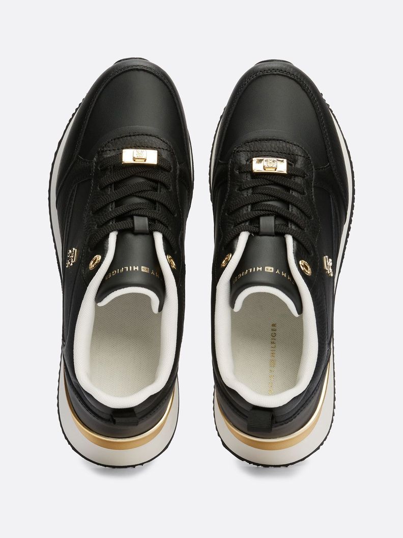 Zapatillas Running De Cuero Negro Tommy Hilfiger-2