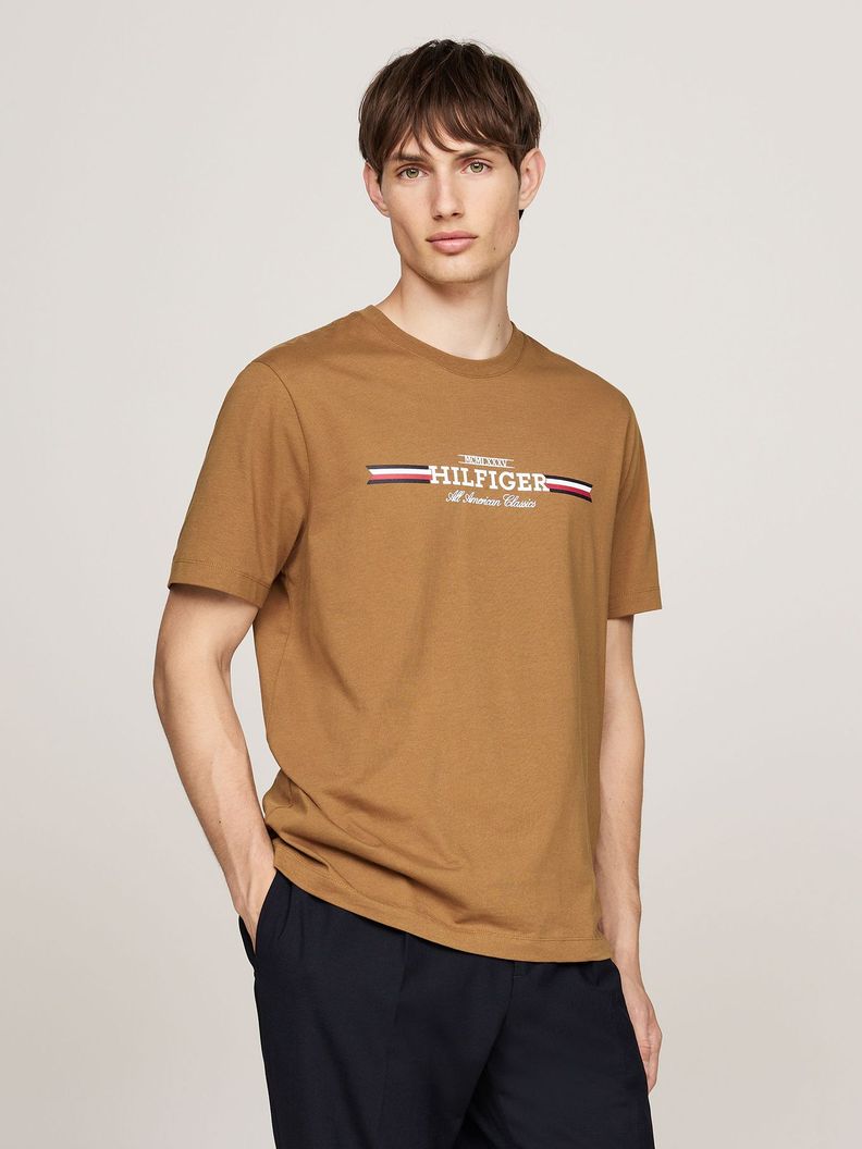 Polera Hilfiger Chest Stripe Logo Beige Tommy Hilfiger-0