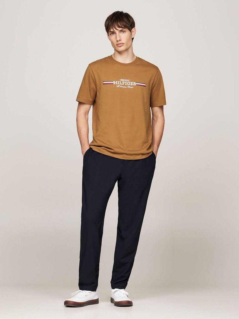 Polera Hilfiger Chest Stripe Logo Beige Tommy Hilfiger-1