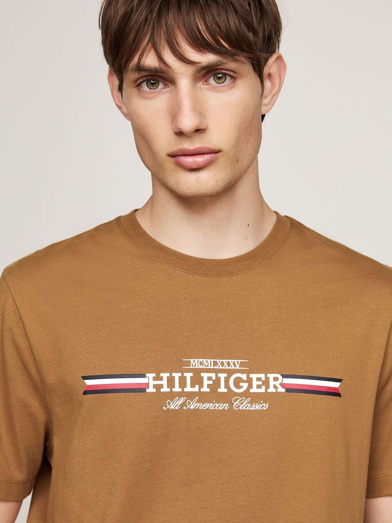 Polera Hilfiger Chest Stripe Logo Beige Tommy Hilfiger-3