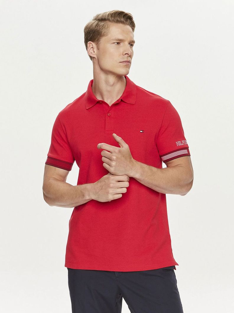 Polo Flag Con Ribetes Slim Fit Rojo Tommy Hilfiger-0