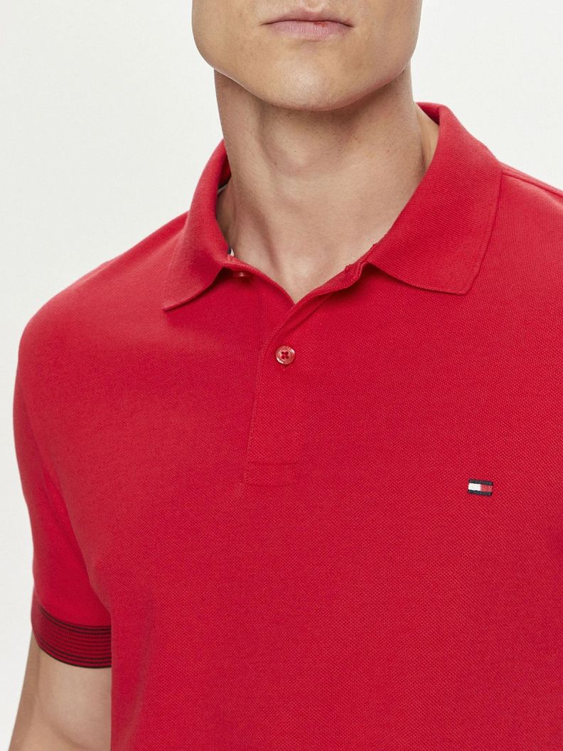 Polo Flag Con Ribetes Slim Fit Rojo Tommy Hilfiger-4