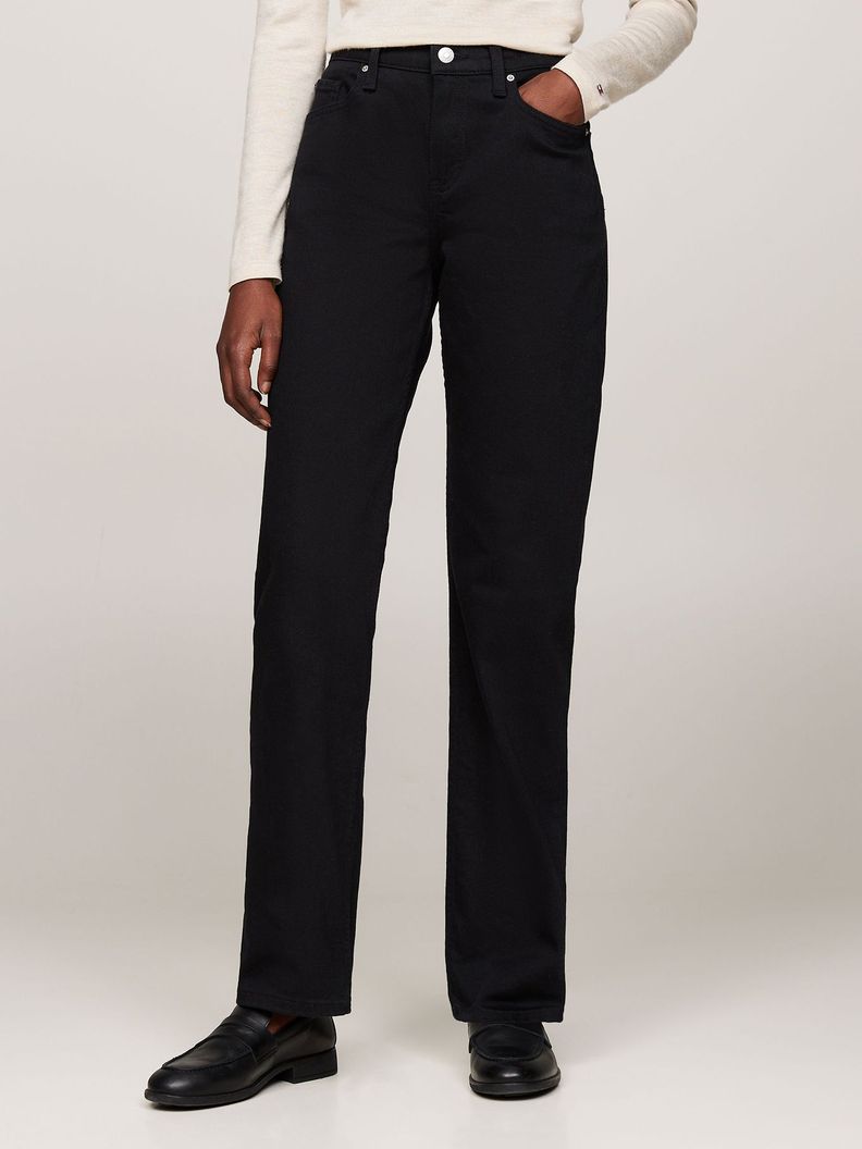 Jeans Straight Fit Talle Medio Negro Tommy Hilfiger-1