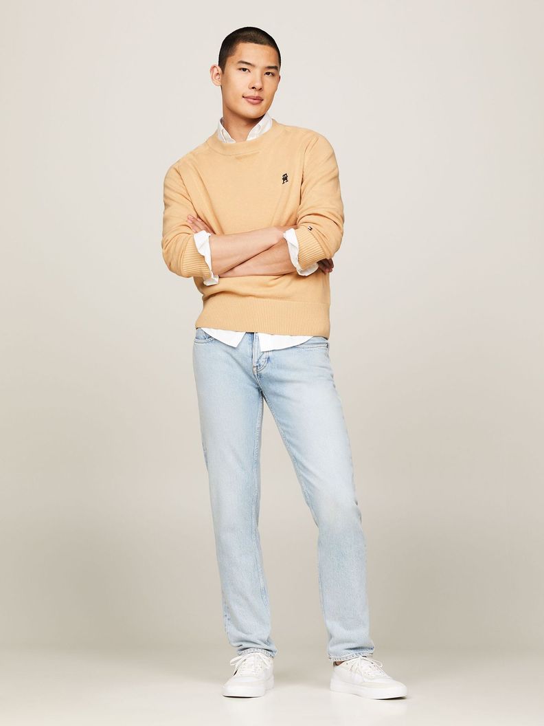 Sweater Relaxed Logo Monogram Beige Tommy Hilfiger-1
