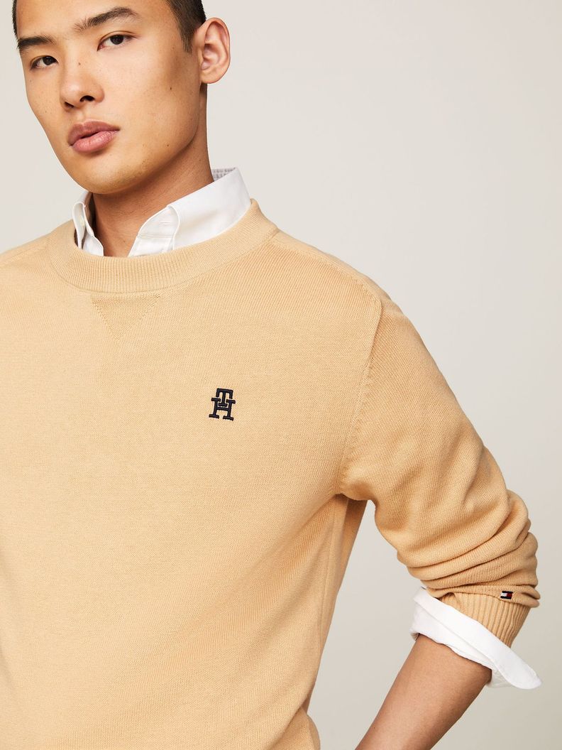 Sweater Relaxed Logo Monogram Beige Tommy Hilfiger-3