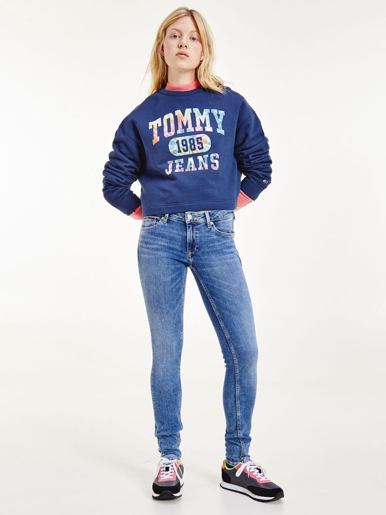 Polerón Crop Logo Desteñido Azul Tommy Jeans MY2