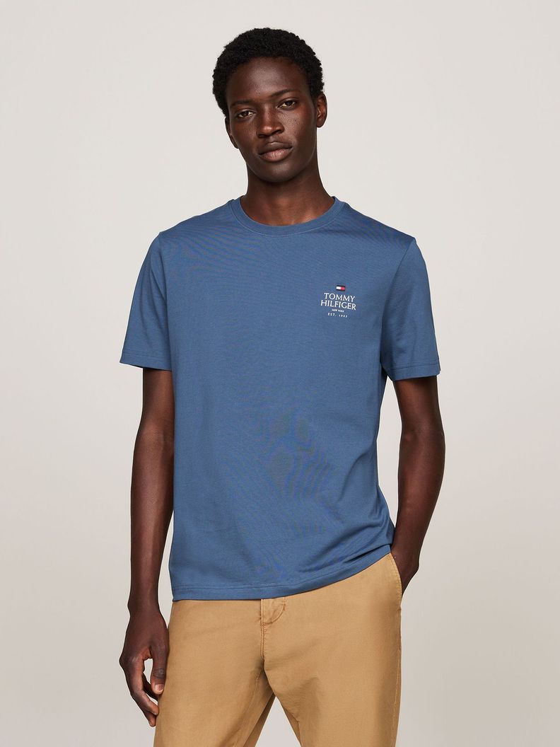 Polera De Cuello Redondo Con Logo Azul Tommy Hilfiger-0