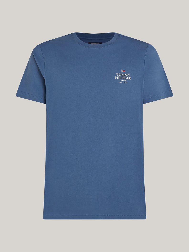 Polera De Cuello Redondo Con Logo Azul Tommy Hilfiger-4