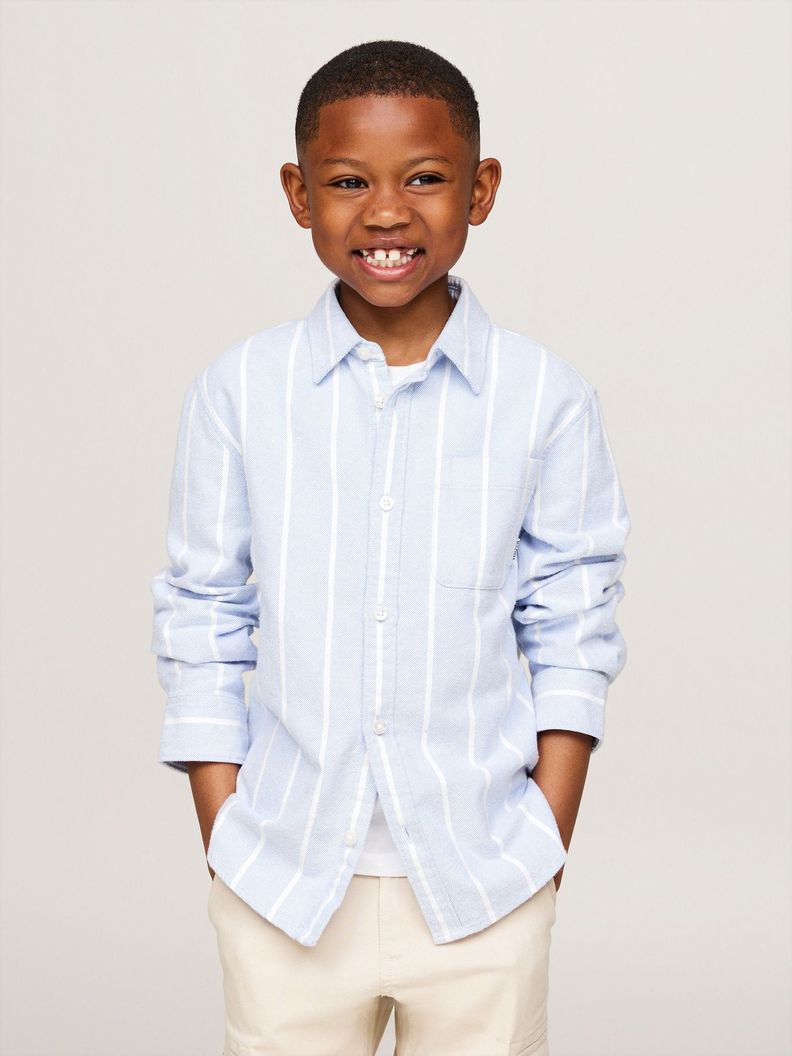 Camisa Rayas Con Monotype Logo Celeste Tommy Hilfiger-0