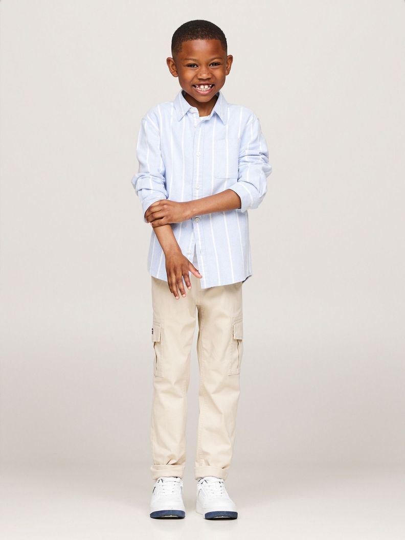 Camisa Rayas Con Monotype Logo Celeste Tommy Hilfiger-1