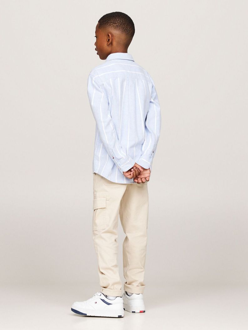 Camisa Rayas Con Monotype Logo Celeste Tommy Hilfiger-2