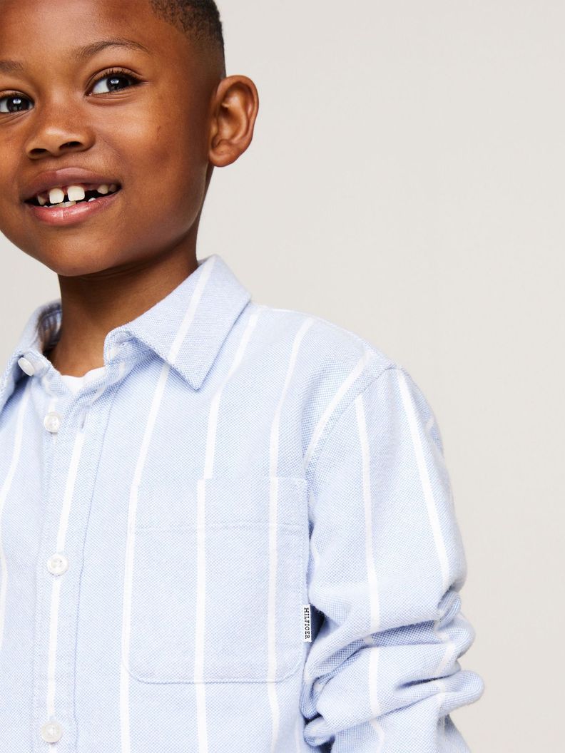 Camisa Rayas Con Monotype Logo Celeste Tommy Hilfiger-3