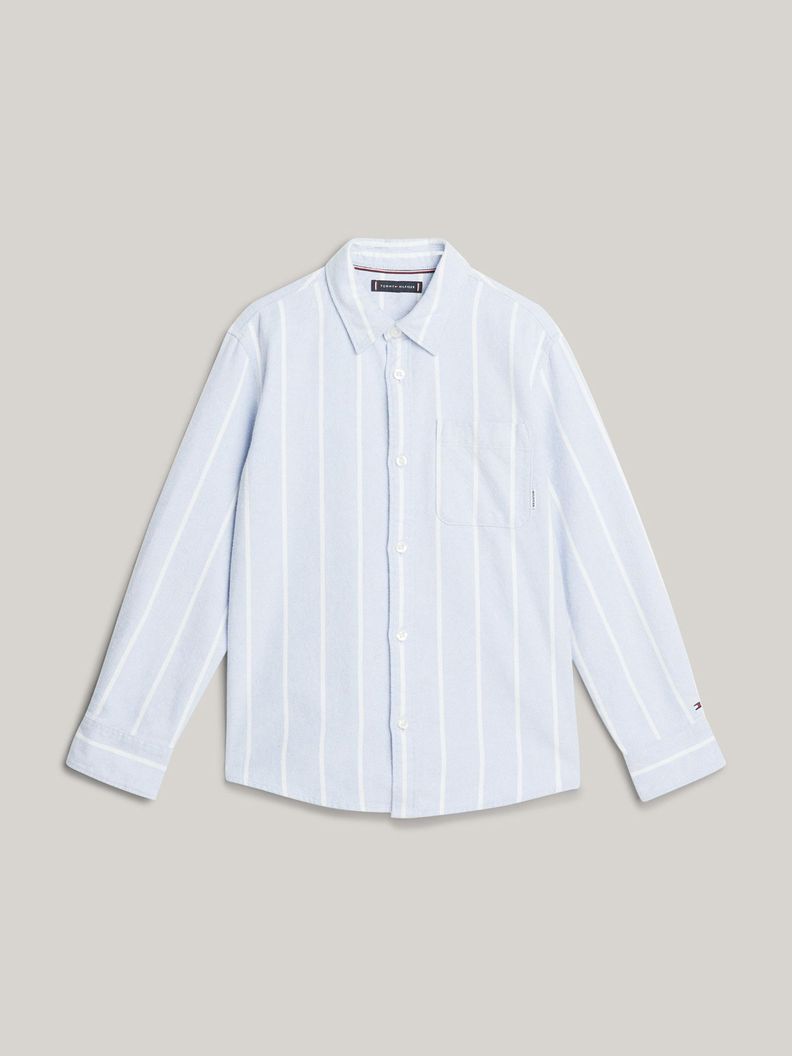 Camisa Rayas Con Monotype Logo Celeste Tommy Hilfiger-4