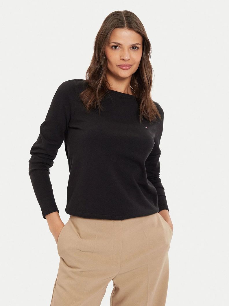 Sweater Con Cuello Estilo Barco Negro Tommy Hilfiger-0