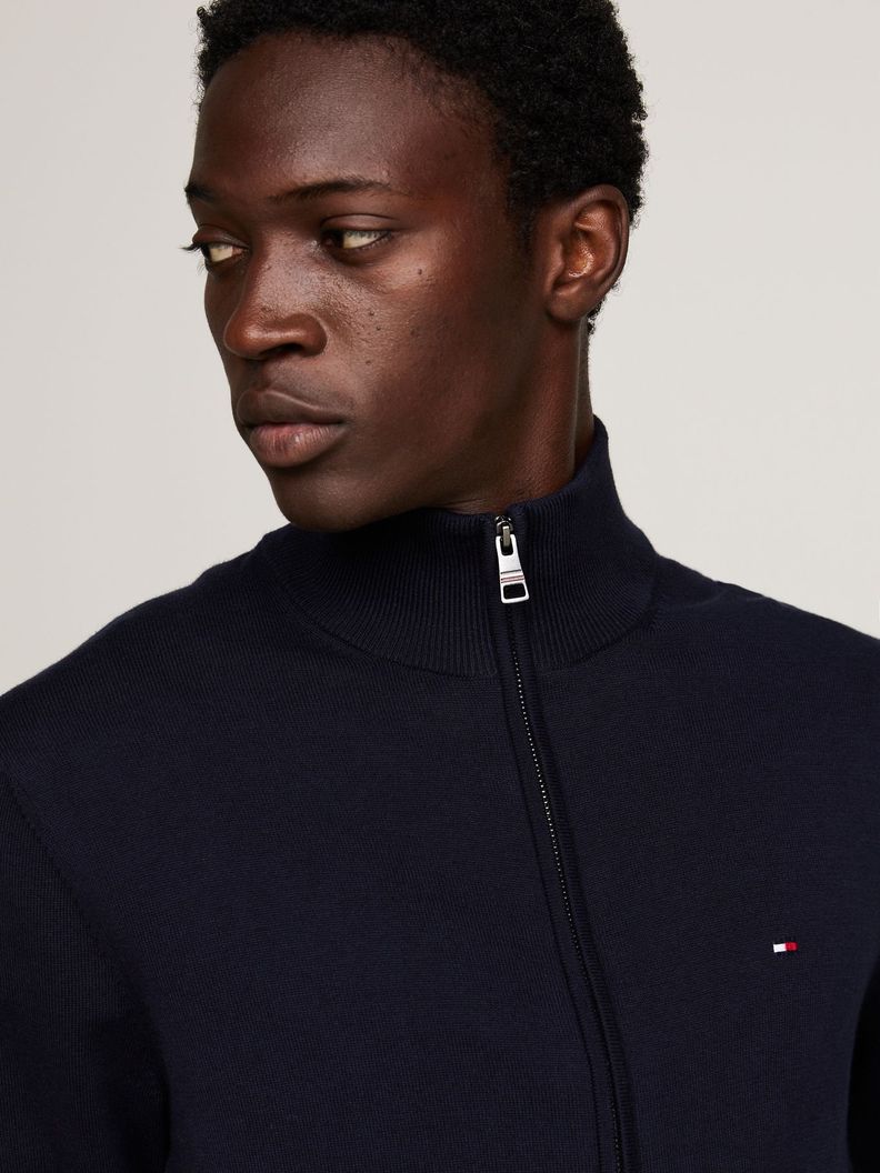 Sweater Essential Cotton Con Cierre Azul Tommy Hilfiger-3