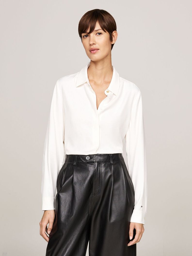 Camisa Corte Amplio Logo Metálico Blanco Tommy Hilfiger-0