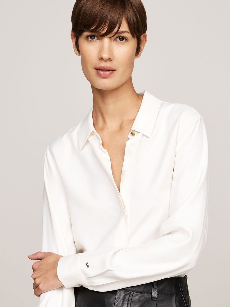 Camisa Corte Amplio Logo Metálico Blanco Tommy Hilfiger-3