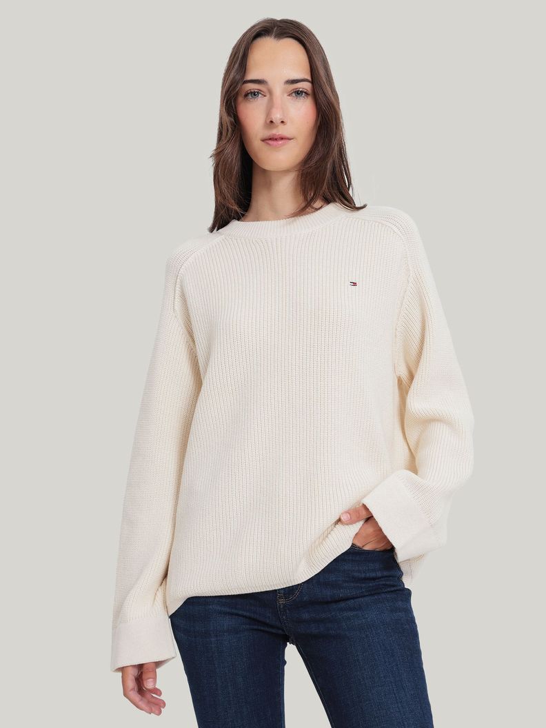 Sweater Relaxed De Manga Raglán Beige Tommy Hilfiger-0
