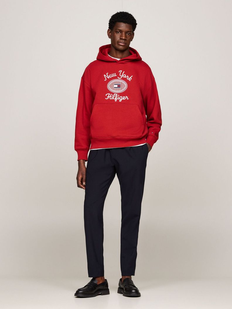 Polerón Hoodie Con Logo Bordado Rojo Tommy Hilfiger-1