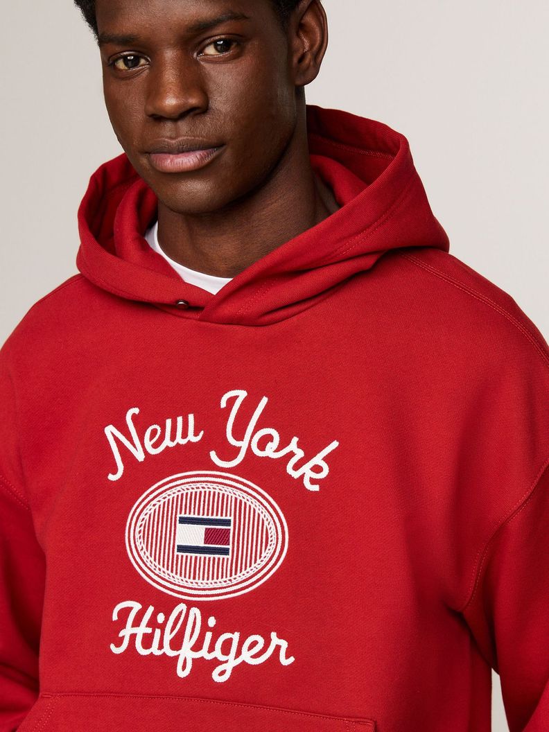Polerón Hoodie Con Logo Bordado Rojo Tommy Hilfiger-3
