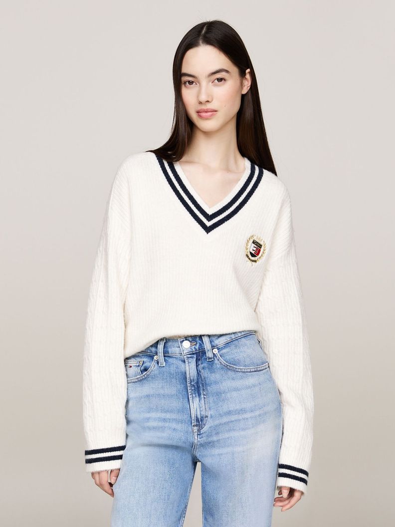 Sweater Preppy Crest Logo Blanco Tommy Hilfiger-0