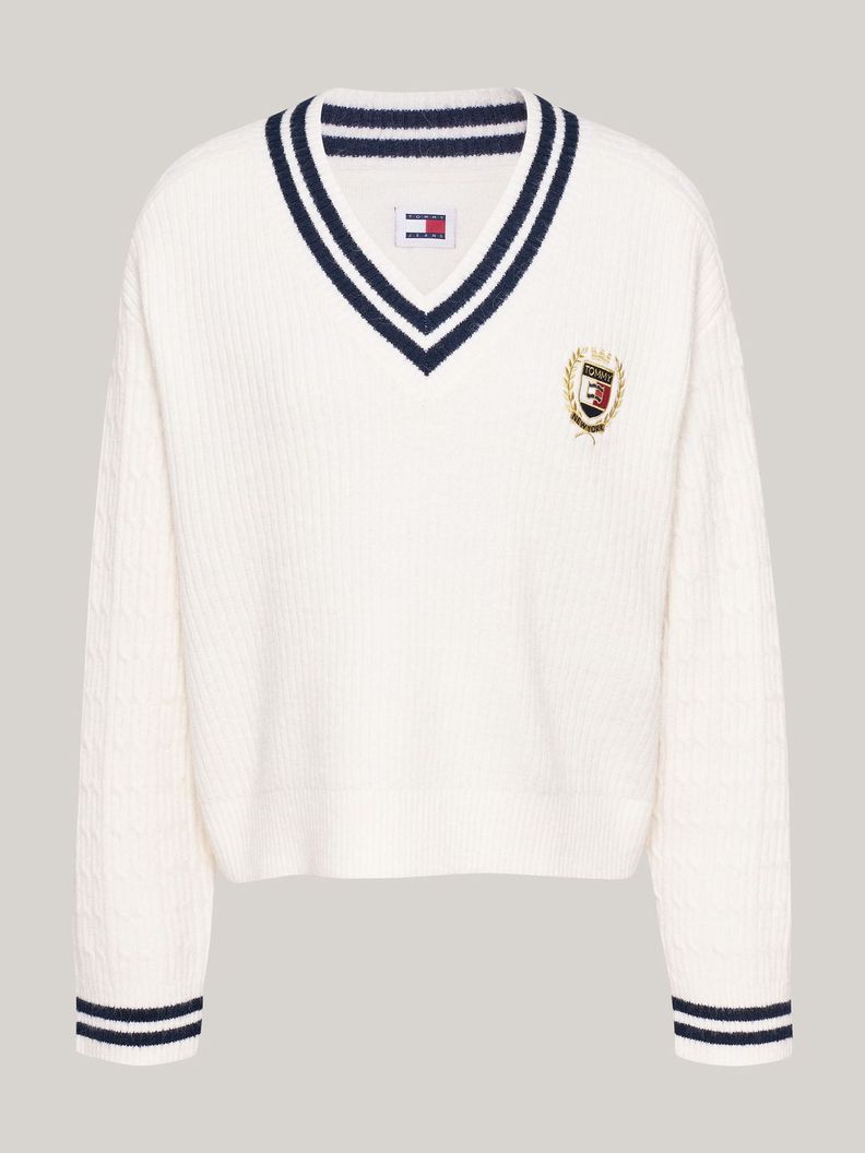 Sweater Preppy Crest Logo Blanco Tommy Hilfiger-4