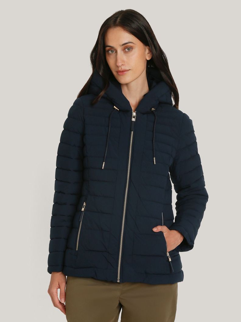 Parka Acolchada Ligera Con Gorro Azul Tommy Hilfiger-0