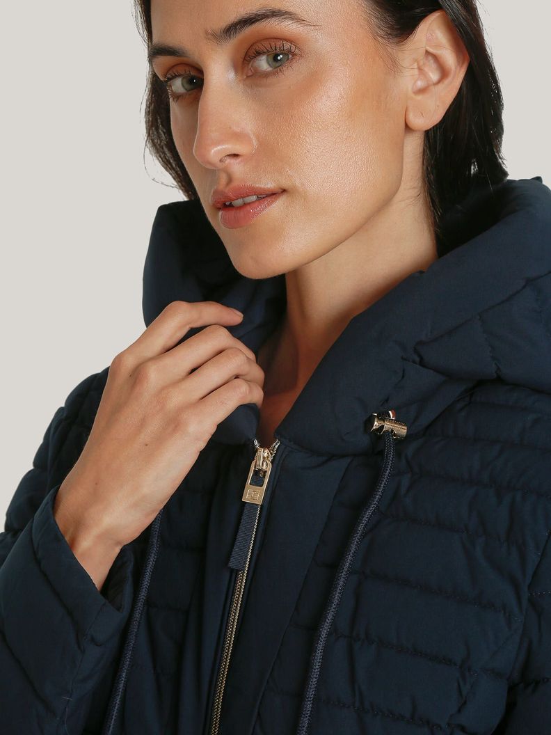 Parka Acolchada Ligera Con Gorro Azul Tommy Hilfiger-3