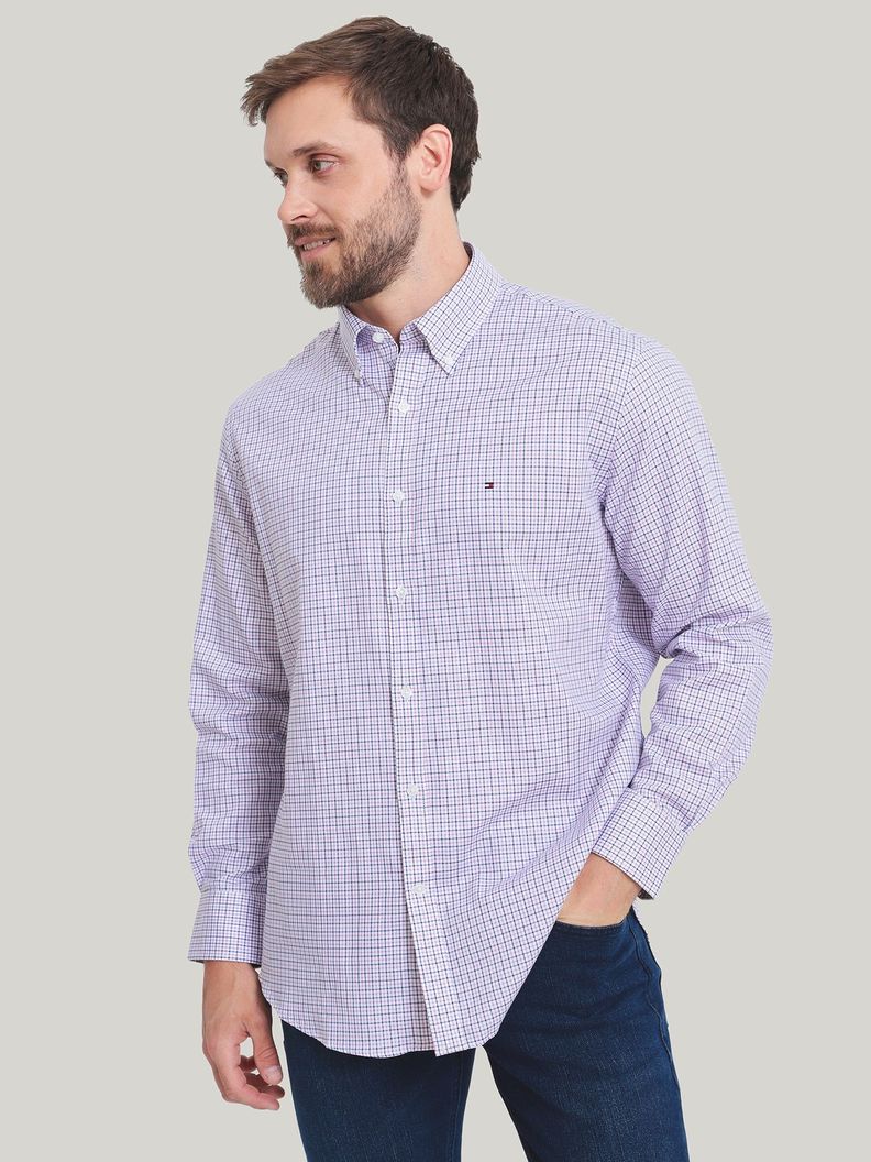 Camisa De Vestir Algodón Logo Multicolor Tommy Hilfiger-0