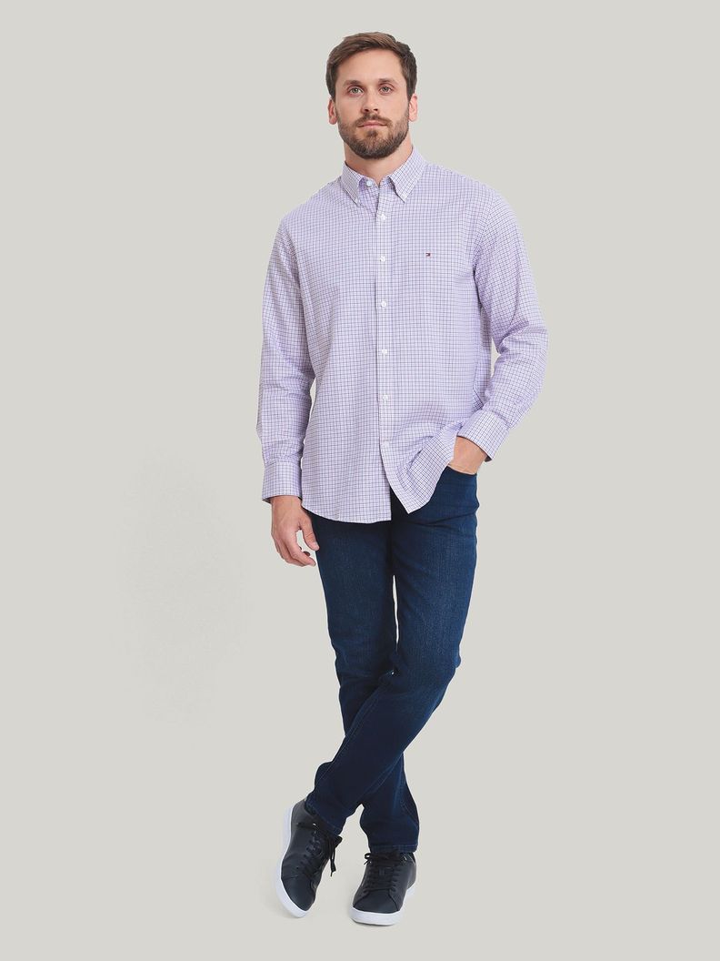 Camisa De Vestir Algodón Logo Multicolor Tommy Hilfiger-2