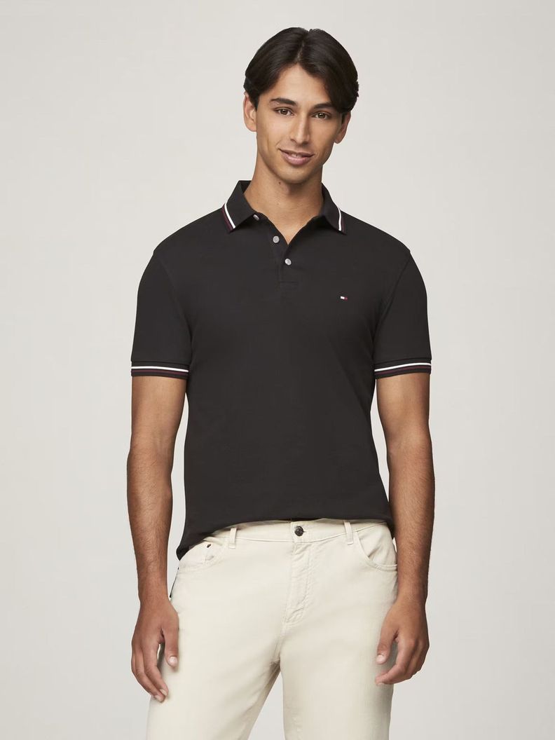 Polo Con Ribetes Tipped Slim Fit Negro XS
