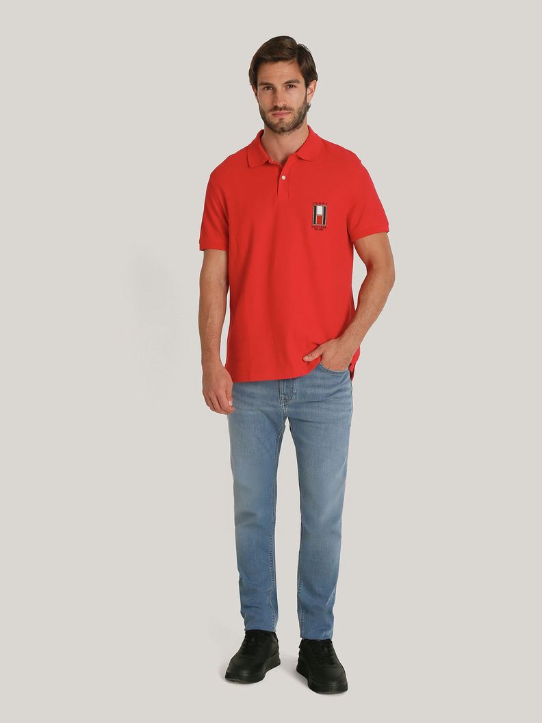 Polo Corte Logo Regular Vertical Rojo Tommy Hilfiger-1
