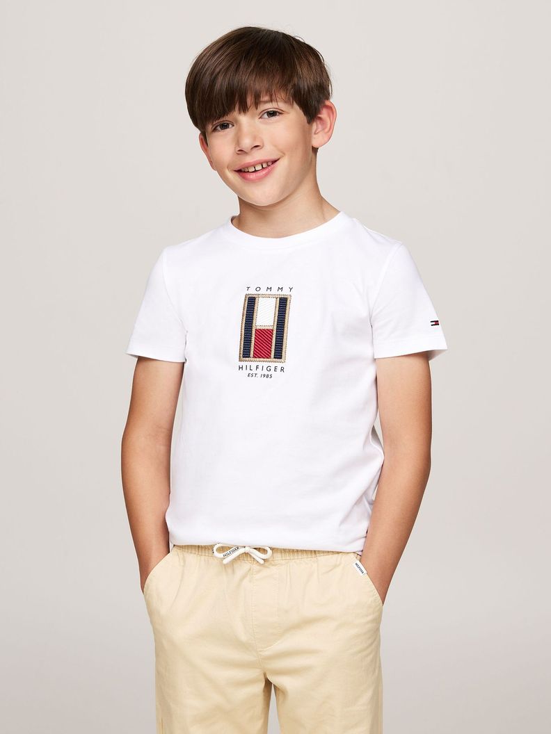 Polera Con Logo Bandera Bordado Blanco Tommy Hilfiger-0