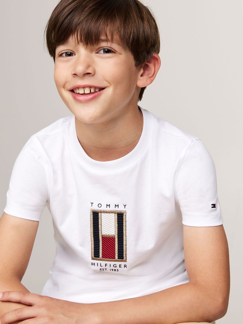 Polera Con Logo Bandera Bordado Blanco Tommy Hilfiger-3