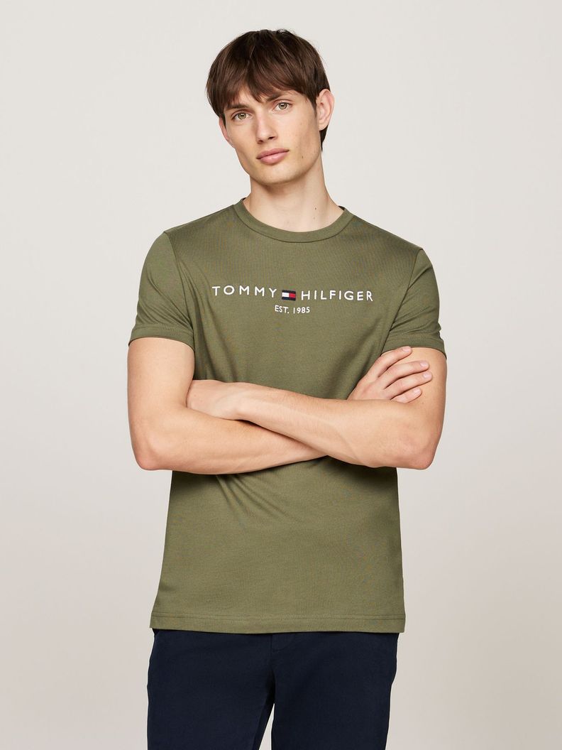 Polera Cotton Con Logo Slim F Verde Tommy Hilfiger-0