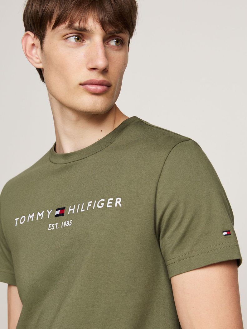 Polera Cotton Con Logo Slim F Verde Tommy Hilfiger-3
