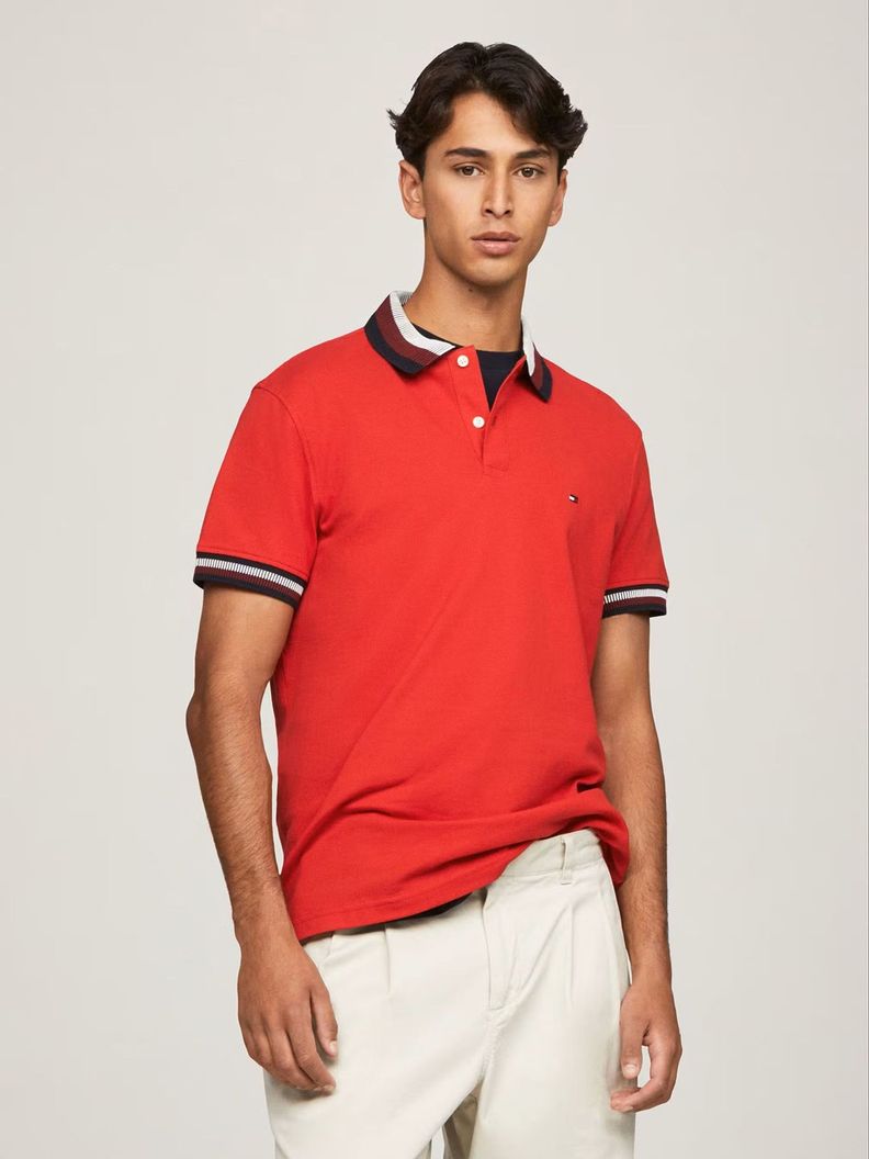 Polo Two Tone Con Logo Regular Fit Rojo Tommy Hilfiger-0