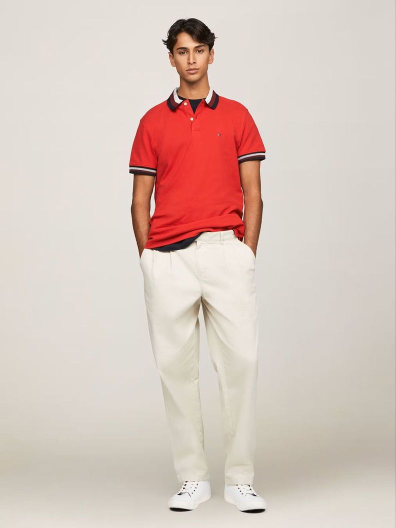 Polo Two Tone Con Logo Regular Fit Rojo Tommy Hilfiger-1