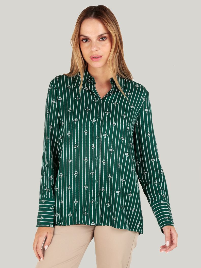 Camisa Fluid De Viscosa A Rayas Verde Tommy Hilfiger-0