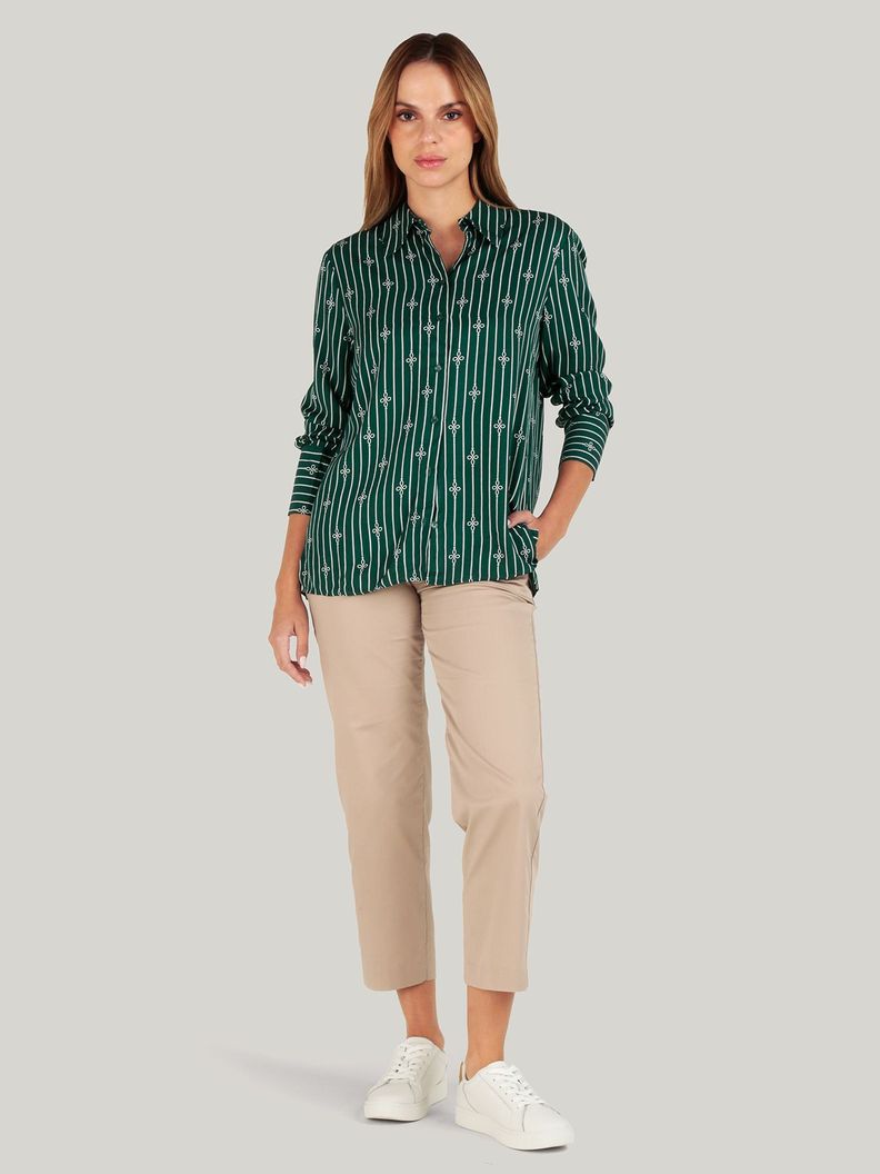 Camisa Fluid De Viscosa A Rayas Verde Tommy Hilfiger-1