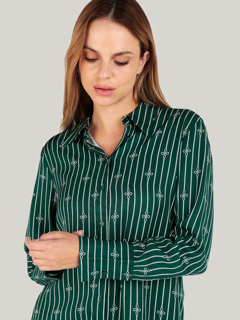 Camisa Fluid De Viscosa A Rayas Verde Tommy Hilfiger-3