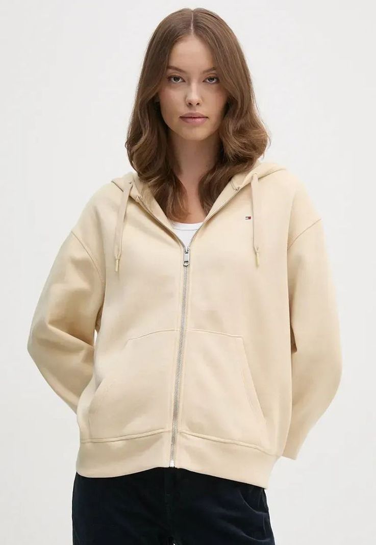 Polerón Hoodie Con Logo Flag Beige Tommy Hilfiger-0