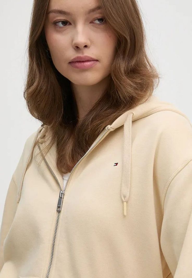 Polerón Hoodie Con Logo Flag Beige Tommy Hilfiger-3
