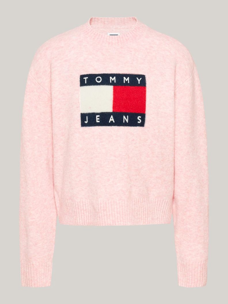 Sweater De Melánge Con Logo Flag Rosado Tommy Hilfiger-4