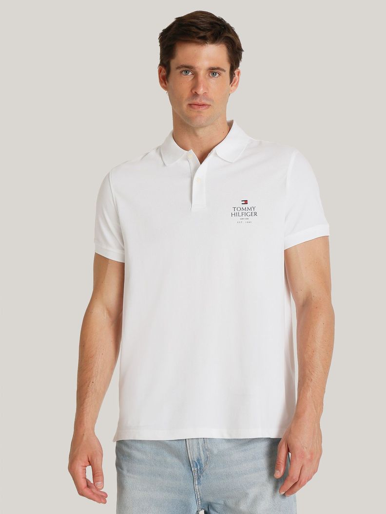 Polo Ic Stack Logo Regular Fit Blanco Tommy Hilfiger-0