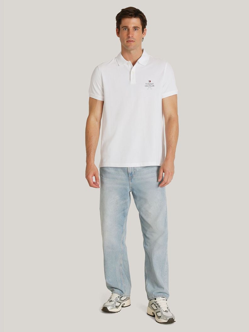 Polo Ic Stack Logo Regular Fit Blanco Tommy Hilfiger-1