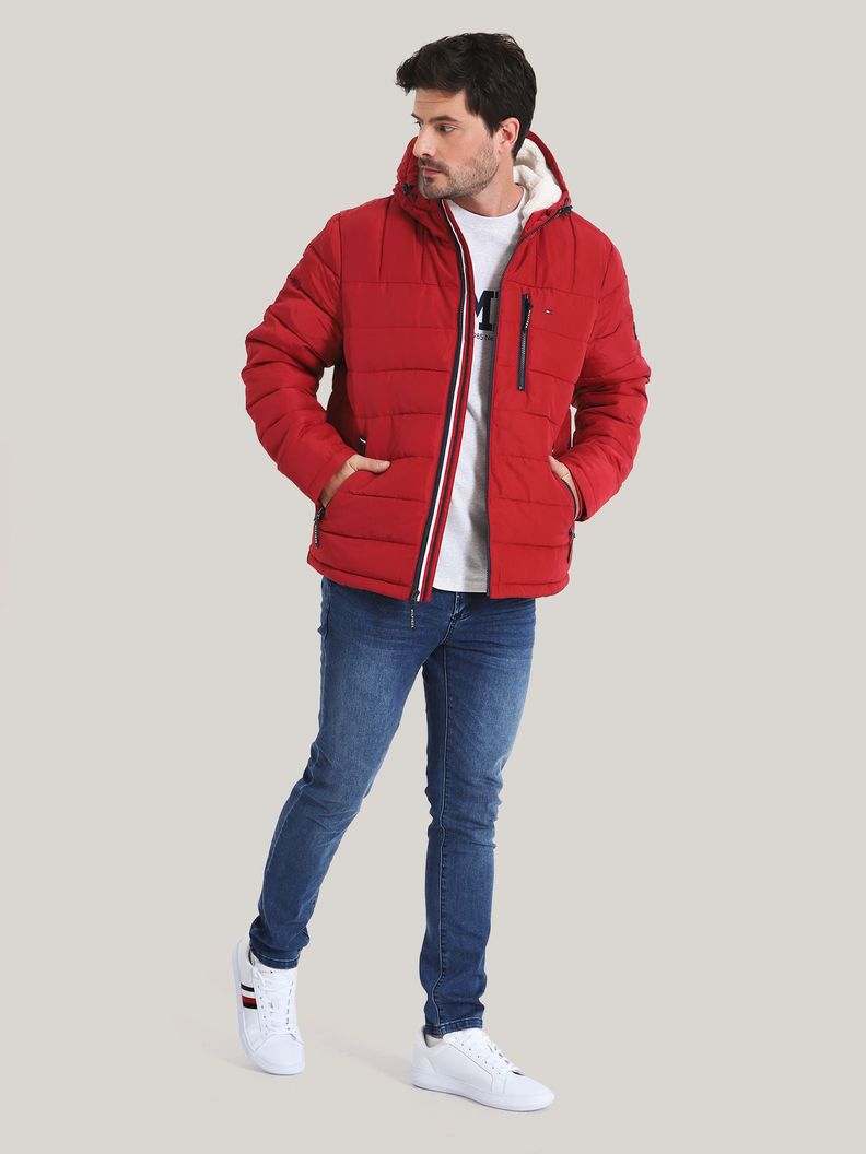 Parka Hoodie Quilted Con Logo Rojo Tommy Hilfiger-1