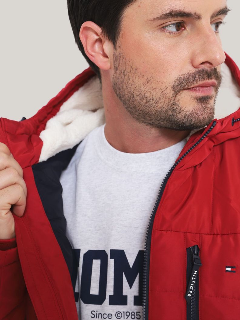 Parka Hoodie Quilted Con Logo Rojo Tommy Hilfiger-3