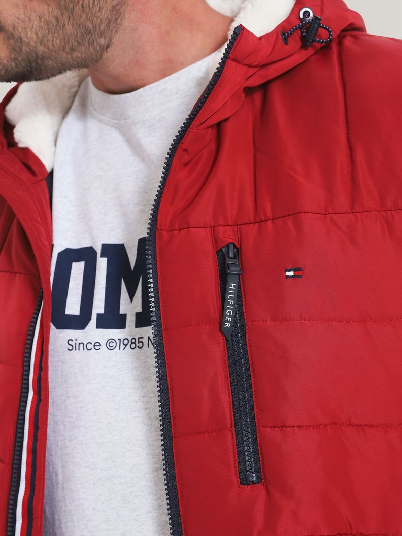 Parka Hoodie Quilted Con Logo Rojo Tommy Hilfiger-4
